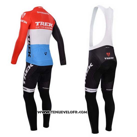 2014 Maillot Ciclismo Trek Factory Racing Rouge et Blanc Manches Longues et Cuissard